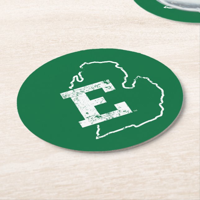 Eastern Michigan State Love Round Paper Coaster (Angled)