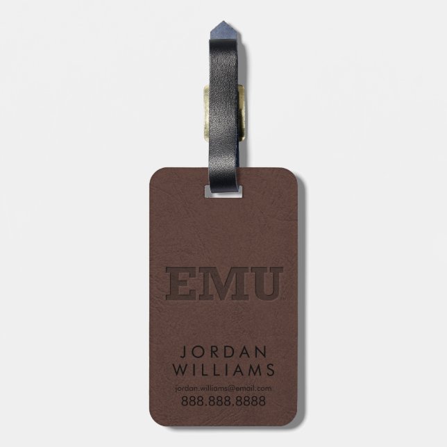 Eastern Michigan University Leather Luggage Tag (Back Vertical)