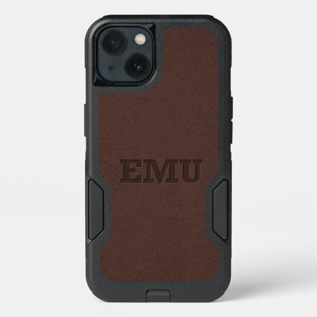 Eastern Michigan University Leather Otterbox iPhone Case (Back)
