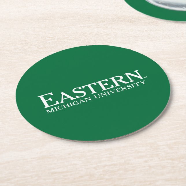 Eastern Michigan University Round Paper Coaster (Angled)