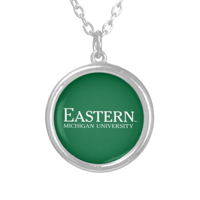 Eastern Michigan University Silver Plated Necklace (Front)