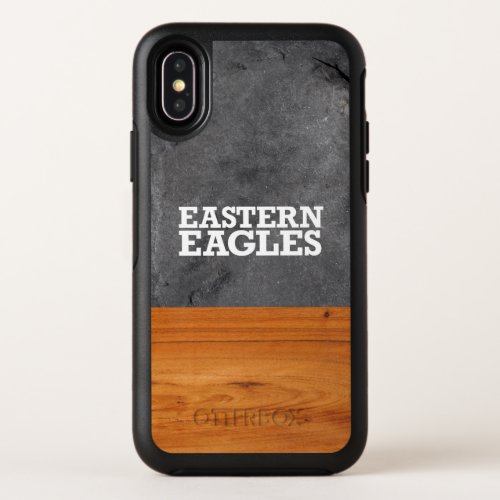 Eastern Michigan University wood cement half white OtterBox Symmetry iPhone X Case