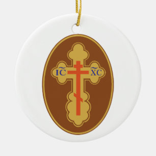 Eastern Orthodox Cross Ceramic Ornament