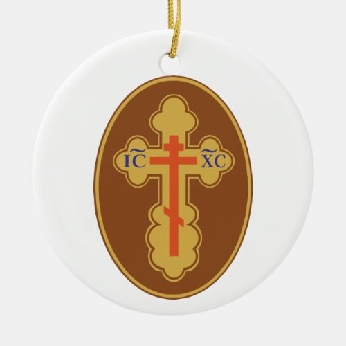 Eastern Orthodox Cross Ceramic Ornament