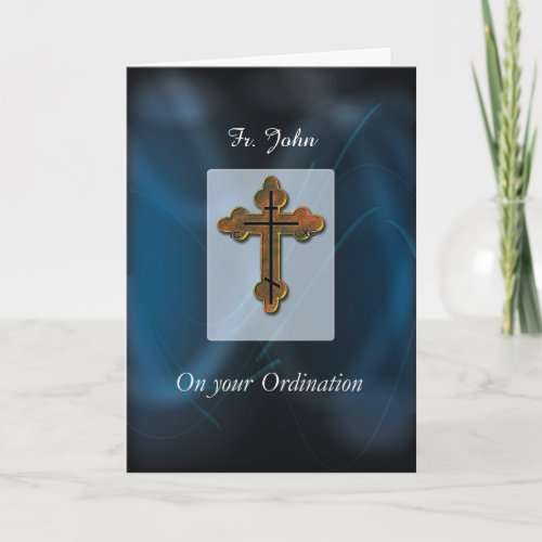 Eastern Orthodox Cross Ordination Congratulations Card