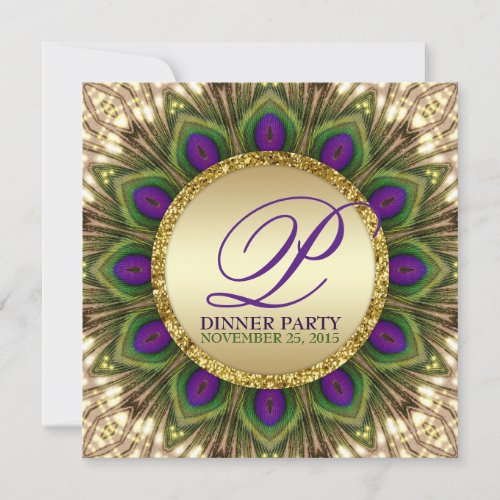 Eastern Peacock Feathers Dinner Party Invitations