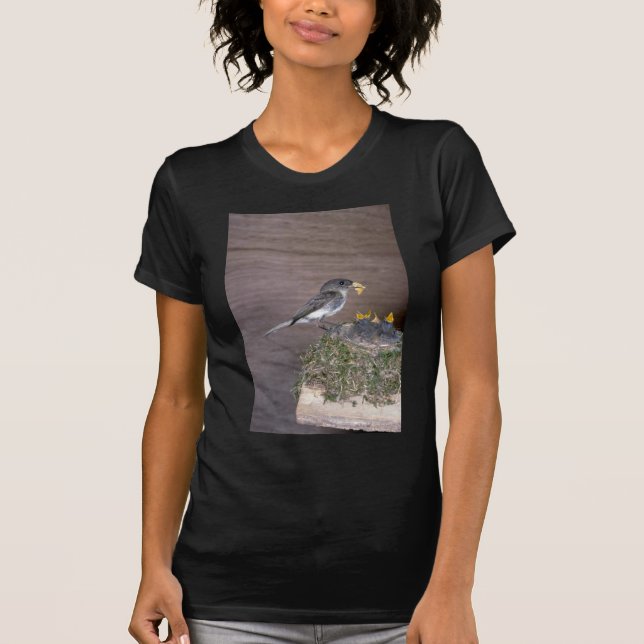 Eastern Phoebe with young T-Shirt (Front)