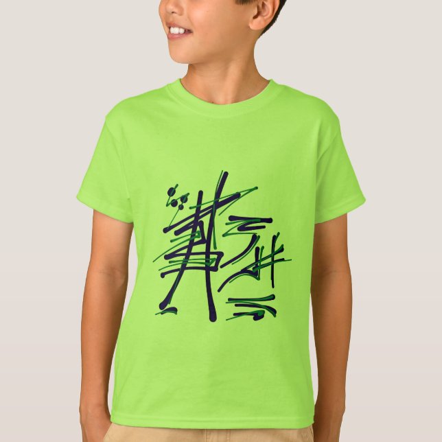 Eastern Pictograms - Blues, Greens T-Shirt (Front)