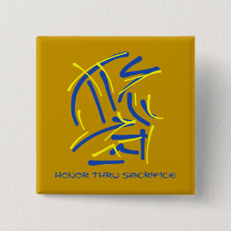 Eastern Pictograms - Blues, Yellows, Wise Sayings Button