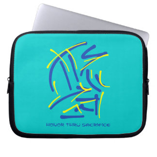 Eastern Pictograms - Blues, Yellows, Wise Sayings Laptop Sleeve