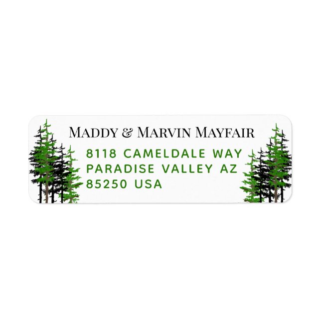 Eastern Pine Woodland Forest Return Address Label (Front)