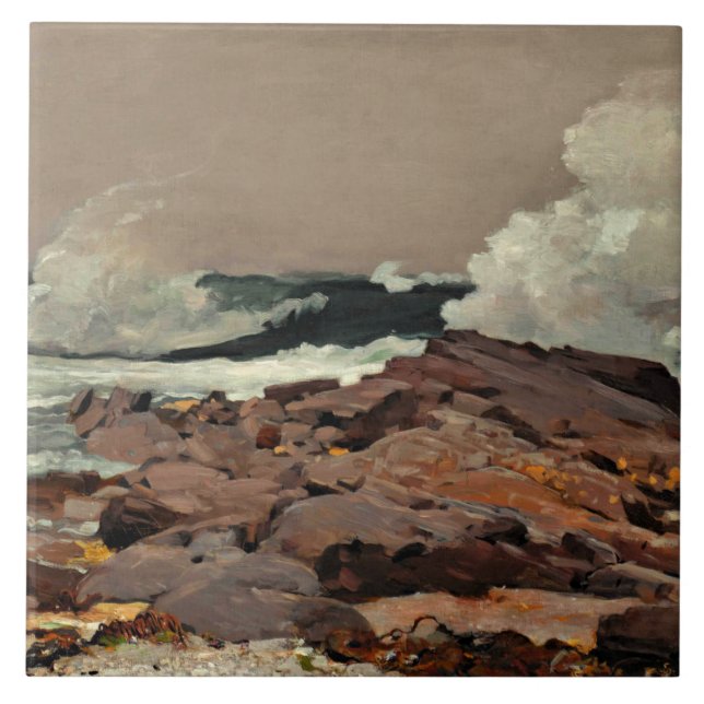 Eastern Point, fine art by Winslow Homer Ceramic Tile (Front)