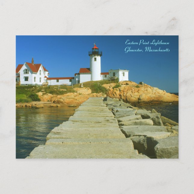 Eastern Point Lighthouse Gloucester MA Postcard (Front)