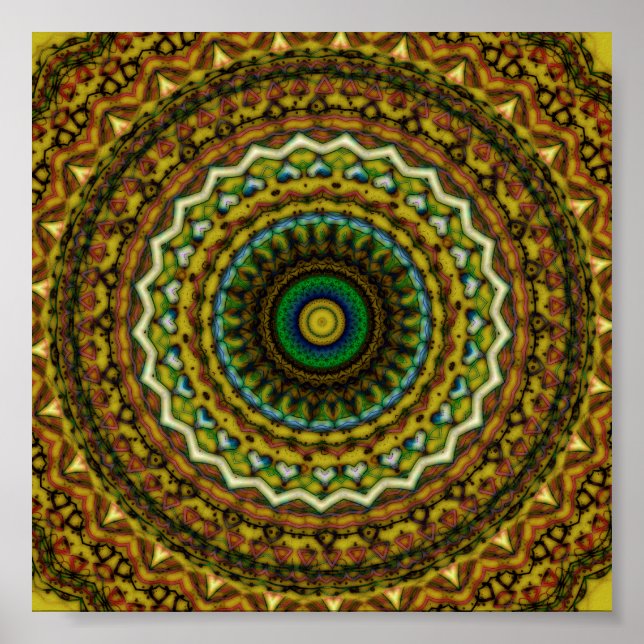 Eastern Promise Mandala Kaleidoscope Pattern Poster (Front)