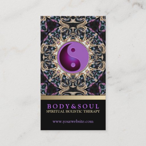 Customizable Eastern Purple YinYang New Age Yoga Business Cards
