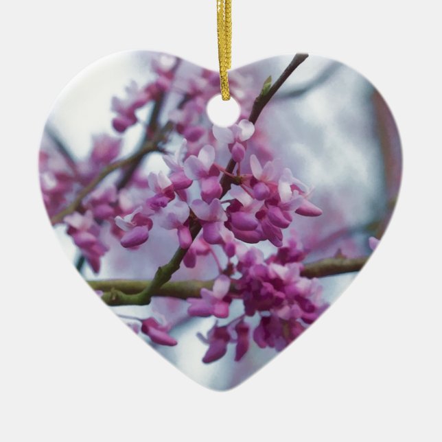 Eastern Redbud Wildflowers - Cercis canadensis Ceramic Ornament (Front)