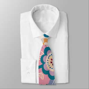 Eastern Retro Floral Pastel Custom Pattern Neck Tie