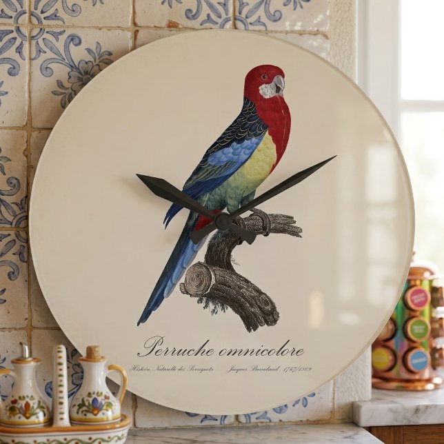 Eastern rosella or Platycercus eximius parakeet Large Clock (Eastern rosella or Platycercus eximius parakeet. Large Clock)