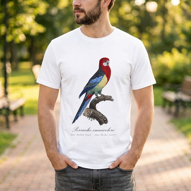 Eastern rosella or Platycercus eximius parakeet T-Shirt (Eastern rosella or Platycercus eximius parakeet. Men Basic White T-Shirt)