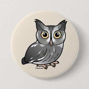 Eastern Screech Owl (Gray Phase) Button