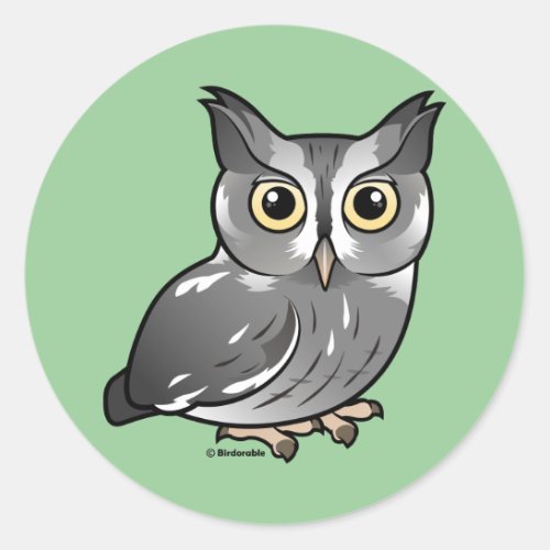 Eastern Screech Owl Gray Phase Classic Round Sticker