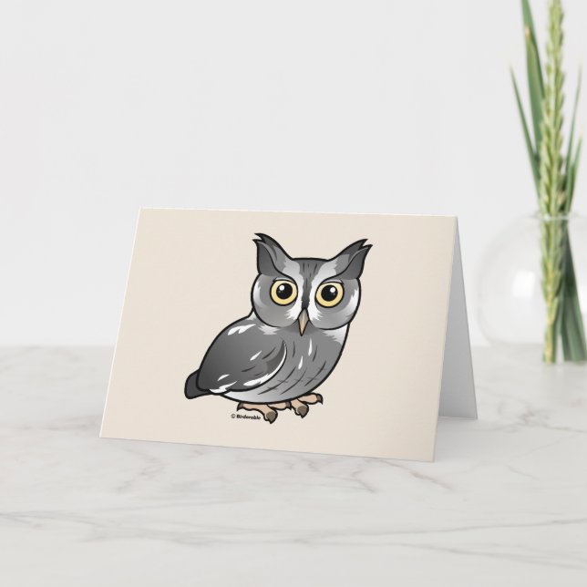 Eastern Screech Owl (Gray Phase) Holiday Card (Front)