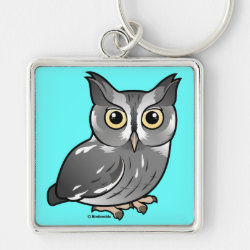 Eastern Screech Owl (Gray Phase) Premium Square Keychain