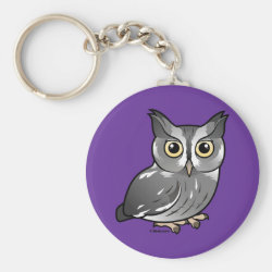 Eastern Screech Owl (Gray Phase) Basic Button Keychain