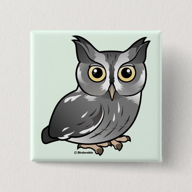 Eastern Screech Owl (Gray Phase) Pinback Button (Front)