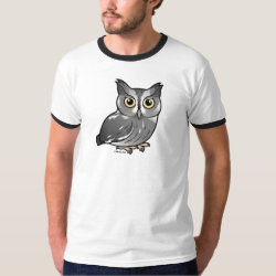 Eastern Screech Owl (Gray Phase) Men's Basic Ringer T-Shirt