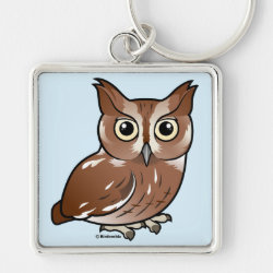 Eastern Screech Owl (Red Phase) Premium Square Keychain