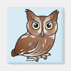 Eastern Screech Owl (Red Phase) Square Magnet
