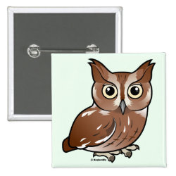 Eastern Screech Owl (Red Phase) Square Button