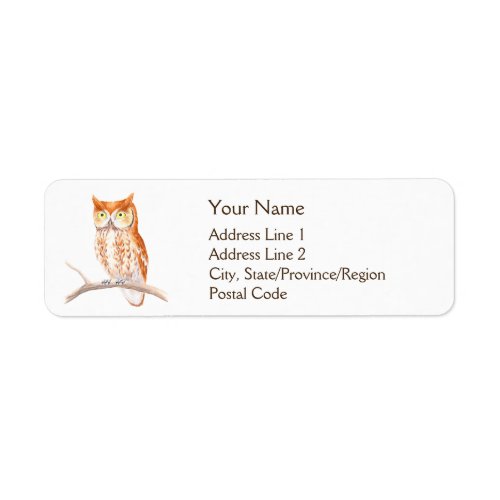 Eastern Screech Owl Return Address Label