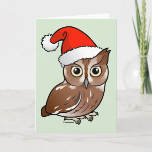 Eastern Screech Owl Santa Holiday Card