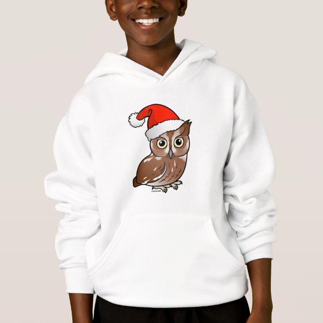 Eastern Screech Owl Santa Hoodie (Front)