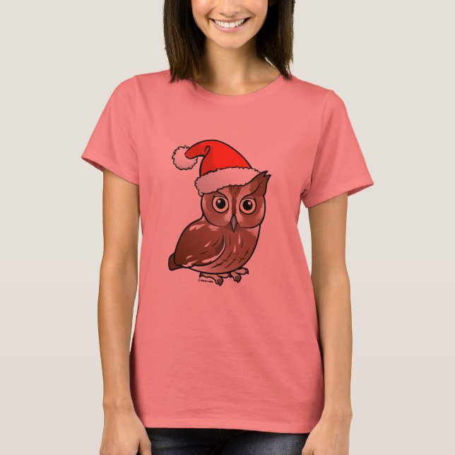 Eastern Screech Owl Santa T-Shirt (Front)