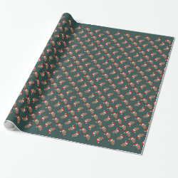 Eastern Screech Owl Santa Glossy Wrapping Paper (6 foot roll)