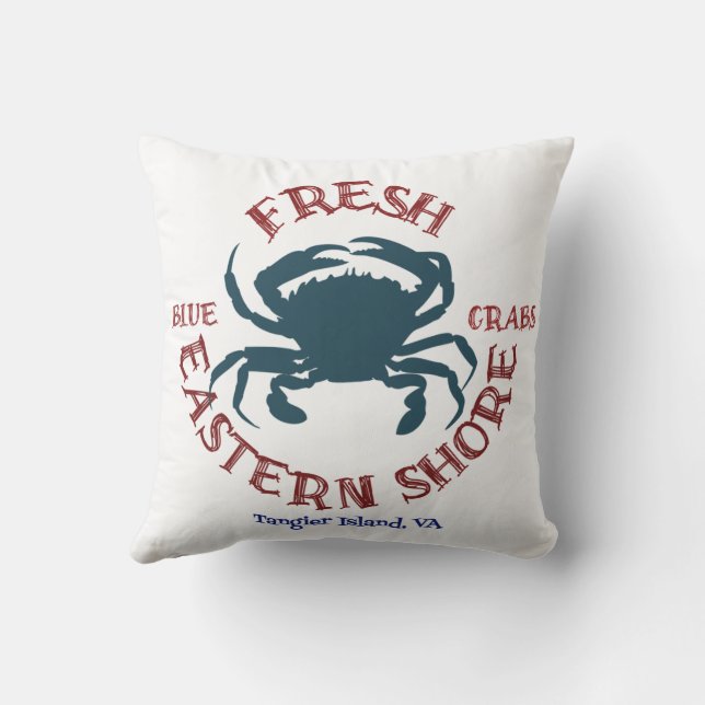 Eastern Shore Fresh Blue Crabs Throw Pillow (Back)