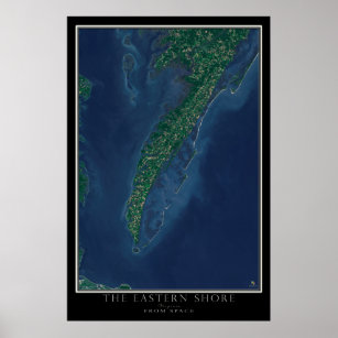 Eastern Shore of Virginia From Space Satellite Poster