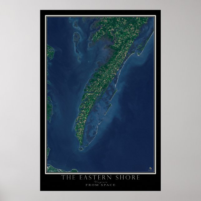 Eastern Shore of Virginia From Space Satellite Poster (Front)