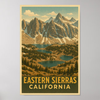 Eastern Sierra California Vintage Travel Poster