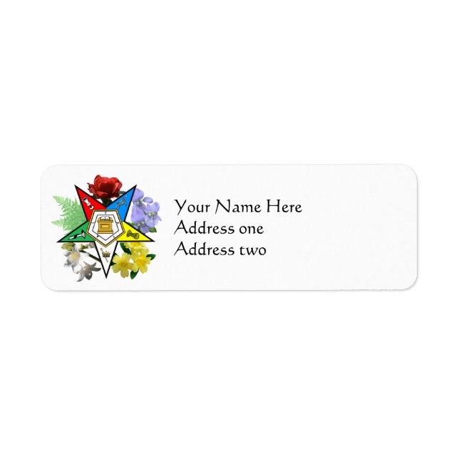Eastern Star Floral Return Address Labels (Front)