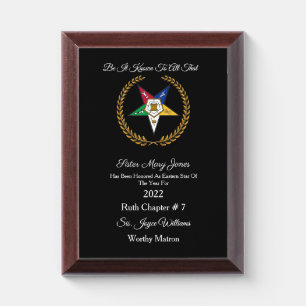Eastern Star Of The Year Award Plaque