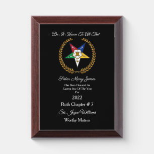 Eastern Star Of The Year Award Plaque
