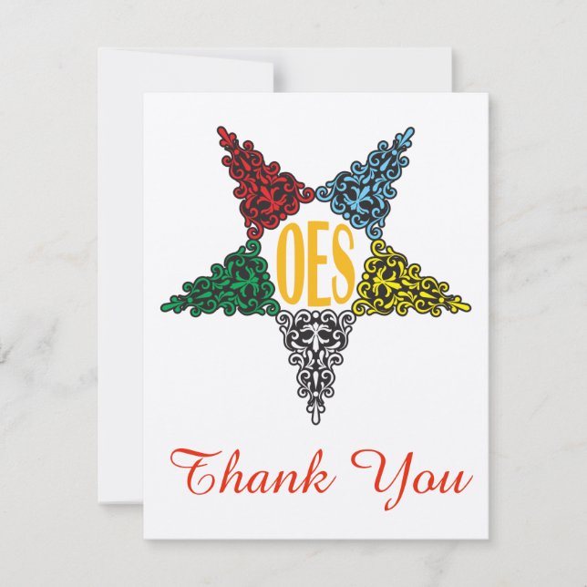 Eastern Star Thank You Note Invitation (Front)