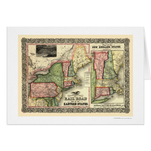 Eastern States Railroad Map 1856 Cards (Front Horizontal)