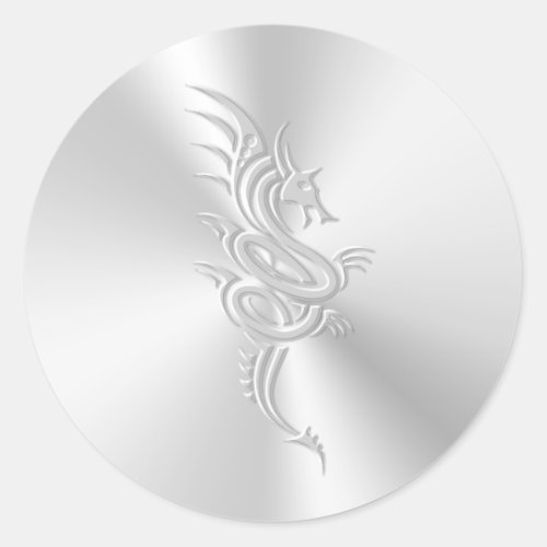 Eastern_style Dragon Embossed_effect Classic Round Sticker