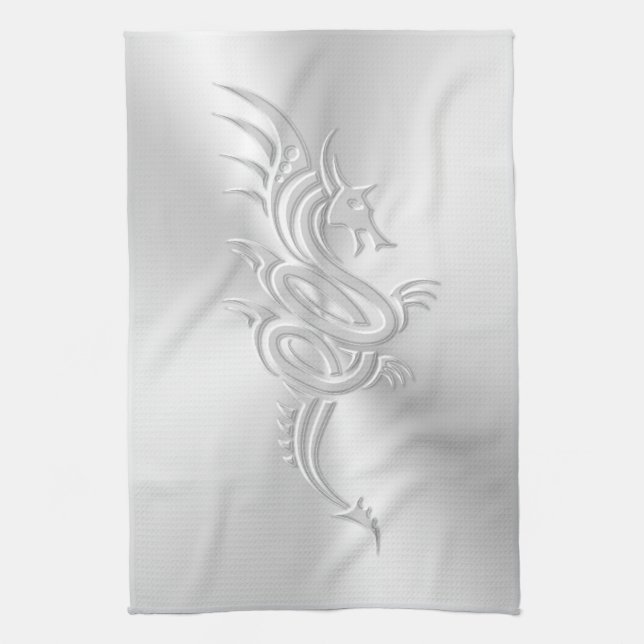 Eastern-style Dragon, Embossed-effect Kitchen Towel (Vertical)