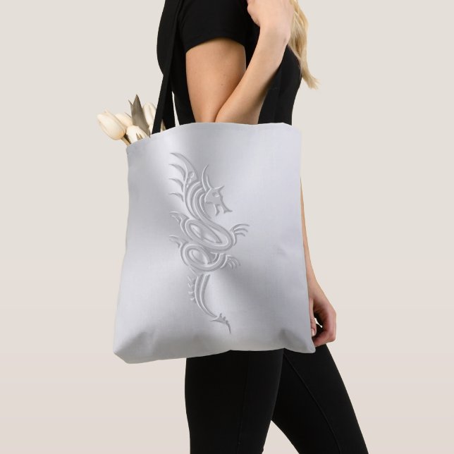 Eastern-style Dragon, Embossed-effect Tote Bag (Close Up)